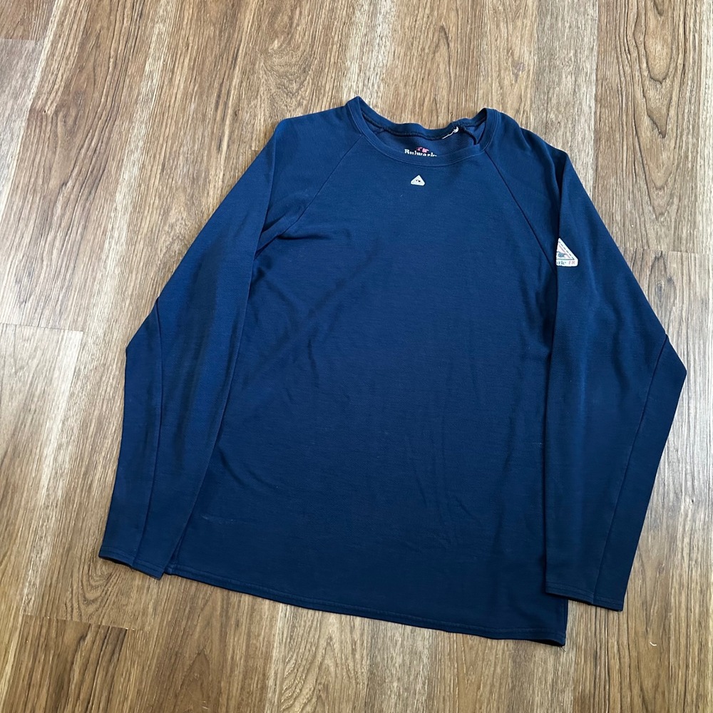 Bulwark FR Shirt Mens L Navy Blue Good Flame Resistant Long Sleeve Workwear